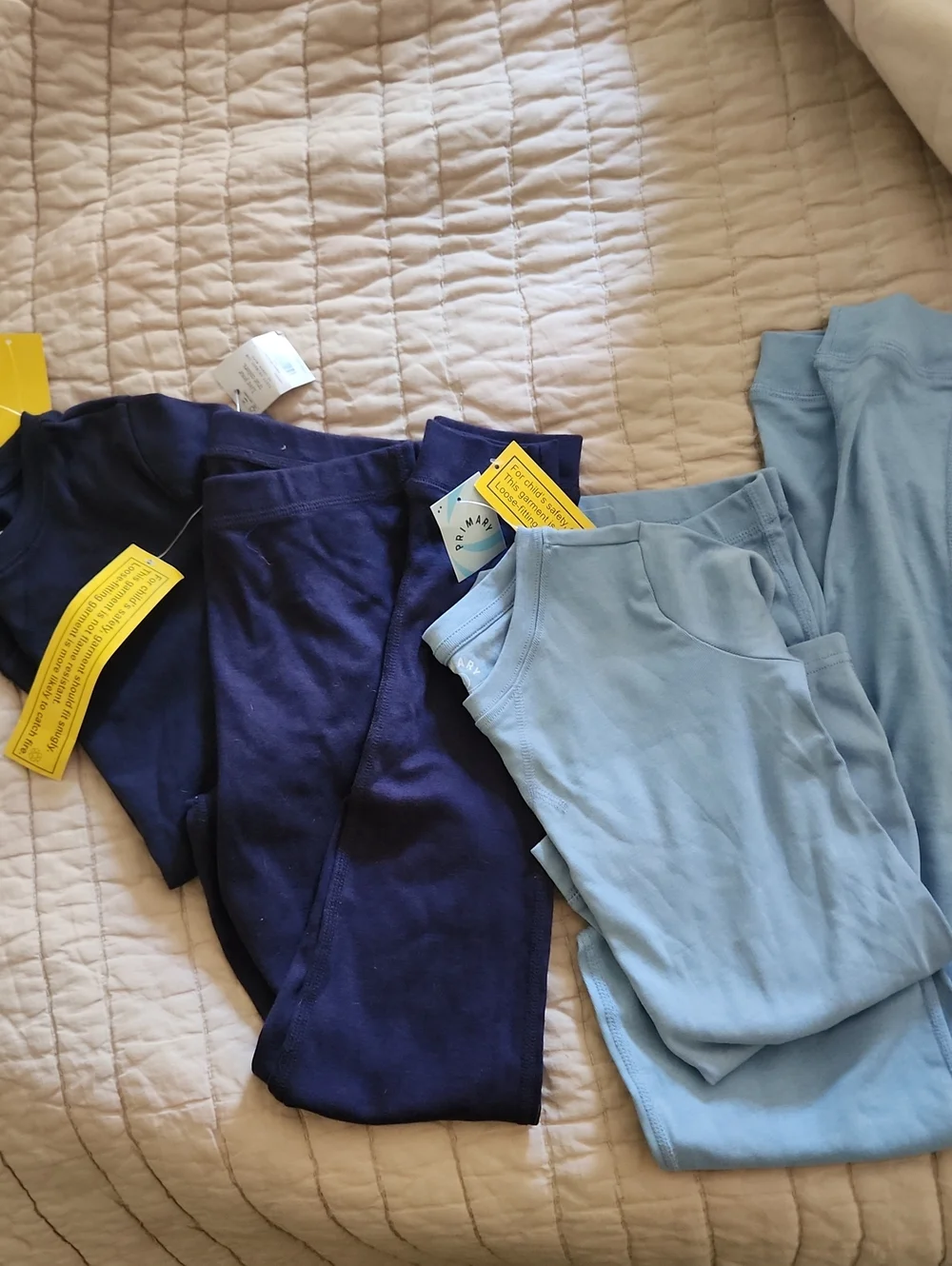 Set Of 2 Primary Organic Long John Pajama Set